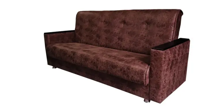 Brown leather sofa with a textured finish